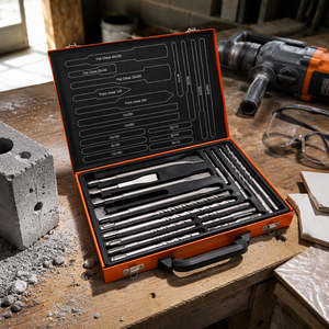 Kit de 17 forets et burins SDS-plus à tige ronde pour maçonnerie et béton - Product Image 1