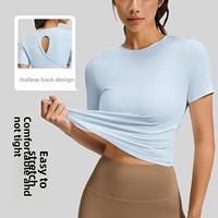 Haut de sport décontracté et ample pour femme, grande taille, été 2025, à manches courtes, avec fente avant, léger et respirant, idéal pour le yoga et la gym