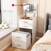 Commode de chevet multifonctionnelle avec tiroirs intégrés, éclairage LED rabattable et interface USB pour chambre à coucher