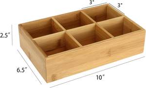Bolsa de té de bambú de una pieza, bolsa de almacenamiento, cajón, caja de almacenamiento con 6 compartimentos, caja de té de café, bolsa de azúcar, paquete pequeño de edulcorante - Product Image 2