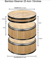 Panier vapeur en bambou de Sichuan naturel de 10 pouces, haute qualité, trois niveaux avec couvercle, pour dim sum, en promotion