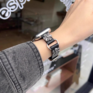 สายนาฬิกา Apple Watch หนังแท้ แบบกำไล สีดำ สีน้ำตาล สายแฟชั่นสำหรับ Apple Watch 8 9 - Product Image 1