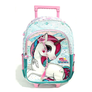Hot New Girls Mochilas escolares <span class=keywords><strong>Mochila</strong></span> <span class=keywords><strong>con</strong></span> <span class=keywords><strong>ruedas</strong></span> Unicorn Children Trolley Mochilas escolares para niñas - Product Image 1