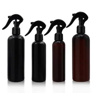 Doldurulabilir saç bakımı PET 100ml 200ml 250ml 500ml 4oz 8oz plastik sis püskürtücü amber siyah şişe ile pompa tetik