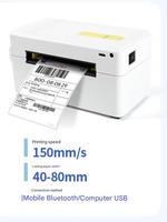 150 mm/s Mobile Buletooth/Ordinateur Usb Imprimante Thermique Directe Sans Encre Pos Machine Étiquette Code-Barres Imprimante Thermique pour Amazon