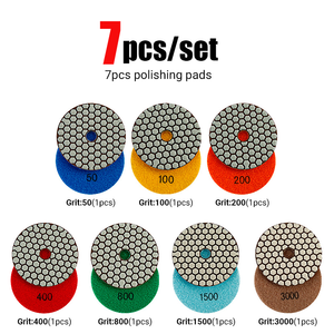Juego de Almohadillas de Pulido de Diamante de 3-6 Pulgadas - 80-150 mm, Secas, Afiladas y Flexibles para Granito/Mármol/Hormigón - Product Image 1