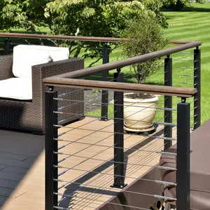 Barandilla <span class=keywords><strong>de</strong></span> barandilla <span class=keywords><strong>de</strong></span> <span class=keywords><strong>acero</strong></span> <span class=keywords><strong>inoxidable</strong></span> negro Barandilla <span class=keywords><strong>de</strong></span> cable Balcón Veranda para uso en balcón - Product Image 1