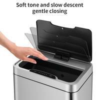 Poubelle rectangulaire à capteur de mouvement 50L/13 gallons avec ouverture automatique, poubelle de cuisine en acier inoxydable 410