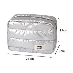 Hot Selling Travel Large Capacity Pouch Zipper Custom Logo <b>Makeup</b> Bag Skincare Storage Soft <b>Case</b> Puffer Quilted Cosmetic Bags - Product Image 3