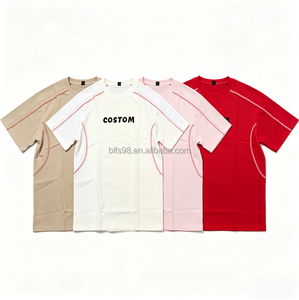 T-shirt personnalisé pour homme à manches courtes, col rond, imprimé lettres, séchage rapide, coupe décontractée, longueur standard, en polyester tricoté, blanc, rouge, rose, beige - Product Image 1