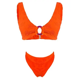 2024 Custom Trendy fahion terry fabric solid color high cut style women swimwear sexy bikini luxury swimsuits