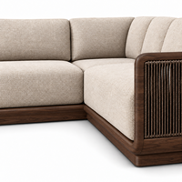 Canapé d'extérieur modulable en L, canapé d'angle pour patio, structure en bois massif, panneaux latéraux en corde, mobilier de salon pour jardin, terrasse, cour