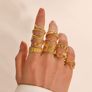OEM Anillos Mujer Titane Acier Argent Or Animaux Serpent Croix Coeur Chine Vente En Gros Bague Ajustable Acier Inoxydable - Product Image 2