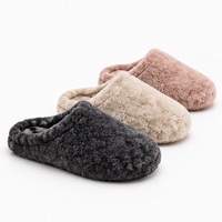 Mules fermées en fausse fourrure couleur charbon pour femmes
