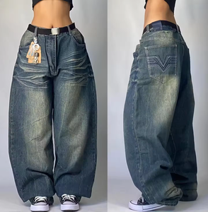 Jean ample et droit pour femme, taille haute, respirant, en denim, idéal pour l'hiver – Collection 2026 - Product Image 6