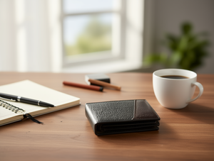 Portafoglio da uomo in vera pelle con motivo a palme, pieghevole, per uso quotidiano - Product Image 2