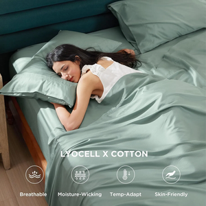 Sang Trọng Chất Lượng Cao Bộ Đồ Giường Đặt 400 600 1800 Chủ Đề Đếm Lyocell Bông Tấm Sợi Nhỏ Đặt Sợi Viscose Bộ Đồ Giường Bộ 4Pcs - Product Image 1
