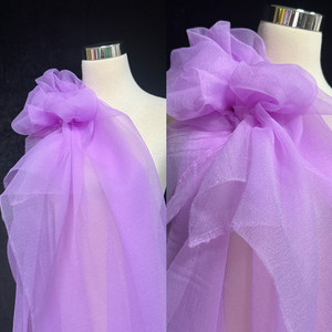 Tissu Organza Froissé de Luxe, Tulle Organza <span class=keywords><strong>Blanc</strong></span> Léger <span class=keywords><strong>et</strong></span> Transparent pour Voile de Mariée, Robe de Mariée Haute Couture - Product Image 4