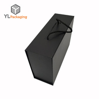 Boîte cadeau personnalisée de luxe en papier rigide noir magnétique pour ensemble de 2 bougies parfumées