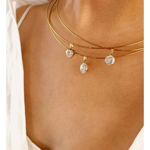 Collana Choker da Donna in Acciaio Inossidabile Placcato Oro 18K con Zirconia e Gemme, Certificata Impermeabile, per Anniversario - Product Image 3