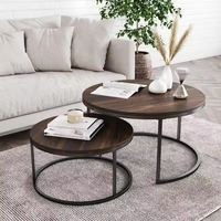 Nouveau design de meubles de salon en bois table basse d'appoint en métal table basse ronde moderne en bois noir