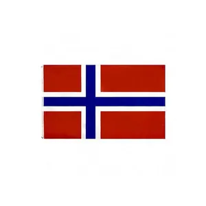 カスタムフラグ3x5 100% ポリエステルストックノルウェーまたは赤青十字ノルウェーフラグ