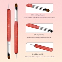 Nouveau stylo de nail art de luxe classique à double embout avec manche en bois et embout côtelé, ensemble de 4 pièces en boîte, pinceau en nylon pour le nail art en gel et le pointillage