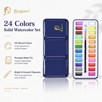 Ensemble de peinture à l'aquarelle solide Giorgione 24 couleurs, boîte métallique portable, kit de peinture de voyage, peinture à l'aquarelle professionnelle
