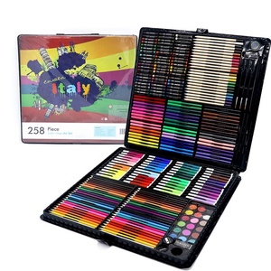 Precio al por mayor OEM personalizado 258 Uds Multi colores cera crayón lápices de colores juego de pintura arte plástico conjunto para niños - Product Image 1