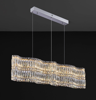 Lustre en cristal haut de gamme de style minimaliste italien pour salons, salles à manger, maisons duplex, LED trois couleurs, télécommande à intensité variable