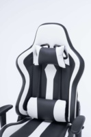 Chaise de jeu ergonomique pivotante moderne en similicuir PU avec repose-pieds, base en fer et vérin à gaz 3 positions pour salle de jeux et bureau