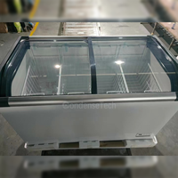 Congélateur à crème glacée commercial 720L avec couvercle coulissant en verre, vitrine à refroidissement direct pour restaurant