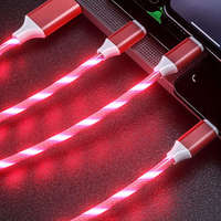 Kabel USB C LED Menyala dengan Cahaya LED Mengalir, Kabel Pengisian Cepat Tipe C, Kabel Tipe A ke P, USB Tipe C
