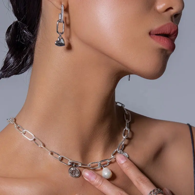 Roxi — boucles d'oreilles pendantes en argent Sterling 925 pour femme, bijoux à gros maillons, Design tendance