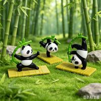 Anime Resin Figuurtjes Set Martial Arts Panda Figuren Zen Tuin Bureaudecoratie Chinese Stijl Kerst Healing