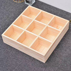 <b>Pine</b> wood desktop storage <b>box</b>, dried fruit <b>box</b>, nine-compartment wooden <b>box</b>, solid wood succulent <b>box</b>, wooden <b>box</b> 1, - Product Image 1