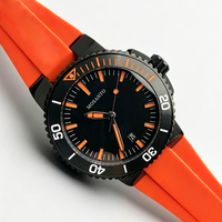 Montre mécanique de luxe pour homme, noir et orange contrastés, avec cadran lumineux et date, étanche 300M, bracelet en caoutchouc, montre de sport pour homme