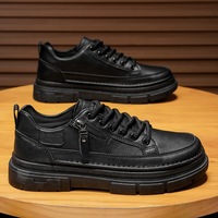 Chaussures de chef pour hommes tendance, respirantes, imperméables, légères, antidérapantes, polyvalentes, décontractées, en cuir noir, nouvelle collection automne-été