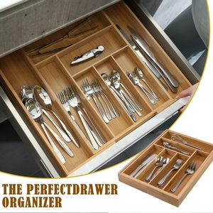 Room Expandable Rectangle Bamboo <b>Drawer</b> <b>Organizer</b> for <b>Kitchen</b> Utensils Cutlery Tableware-Multifunction Silverware Holders Trays - Product Image 3
