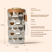 Thermos isotherme en acier inoxydable et céramique avec mesure de température - Conception portable anti-chute pour la maison, l'extérieur et le bureau