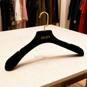 Hot Sale Gold Hot Stamping Logo <strong>Non</strong> <strong>Slip</strong> Women Bridal Velvet Clothing <strong>Hangers</strong> - Product Image 3