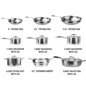 Juego de Utensilios de Cocina de Acero Inoxidable de Tres Capas, 13 Piezas, Acabado Martillado, Apto para Horno y Lavavajillas - Product Image 2