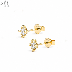 New Collection High Quality Antique Vintage 18K Solid Yellow Gold <b>Rose</b> Cut Diamond Stud Earring For Daily Wear and Bridal Gift - Product Image 2