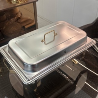 Réchauffeur de nourriture au gaz 9L Golden Key de qualité commerciale ensemble de chauffe-plats rectangulaires élégants en acier inoxydable pour hôtels restaurants