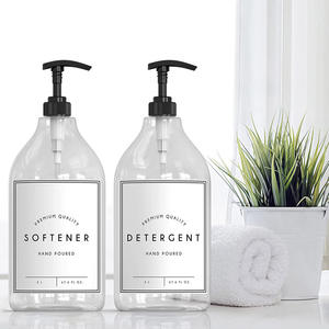 <span class=keywords><strong>2</strong></span> litre 67.6 oz büyük kapasiteli şeffaf <span class=keywords><strong>PET</strong></span> plastik yuvarlak sabun çamaşır şişesi pompaları ile deterjan sıvısı için kumaş yumuşatıcısı - Product Image 4