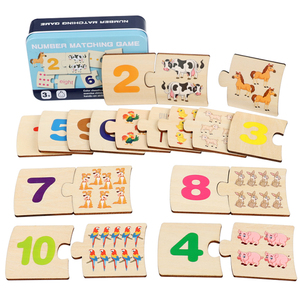 Children's Wooden <b>Box</b> Digital Enlightenment Pairing Animal Food Puzzle Board Early Education Math <b>Toys</b> for Boys Girls Ages 3-7 - Product Image 1