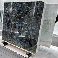 Dalles de granit quartzite bleu lémurien de luxe, surface polie pour les tables de cuisine et de salon