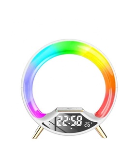 Charge sans fil Réveil Lumière RVB Lampe d'<span class=keywords><strong>ambiance</strong></span> BT Musique Haut-parleur Réveil Modes d'éclairage Charge rapide sans fil 15W - Product Image 2