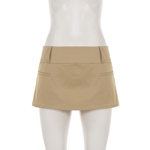 Jupe trapèze basique décontractée, couleur unie, style simple et rétro, taille haute, amincissante, longueur midi pour femme - Product Image 6