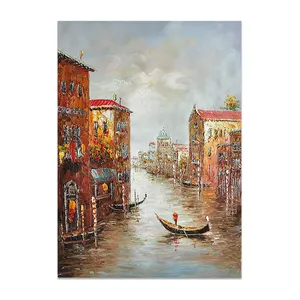 China Supplier 3D Thick Paint Palette Knife Impressional Venice Building Art Italy Painting On Canvas